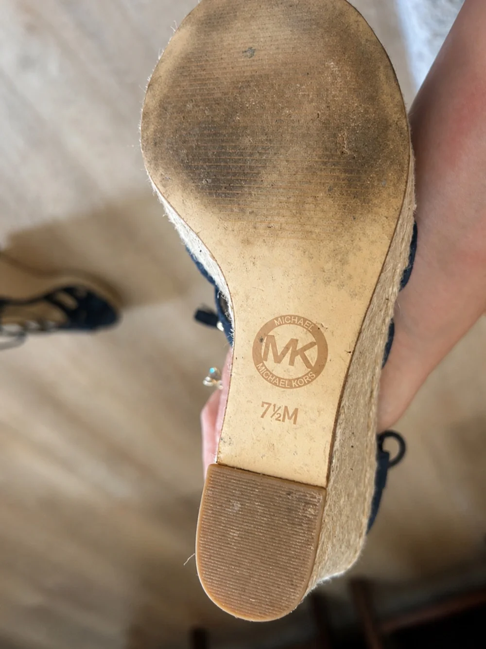 Michael Kors Navy Lace-Up Espadrille Wedge Sandals | Size 7.5M
